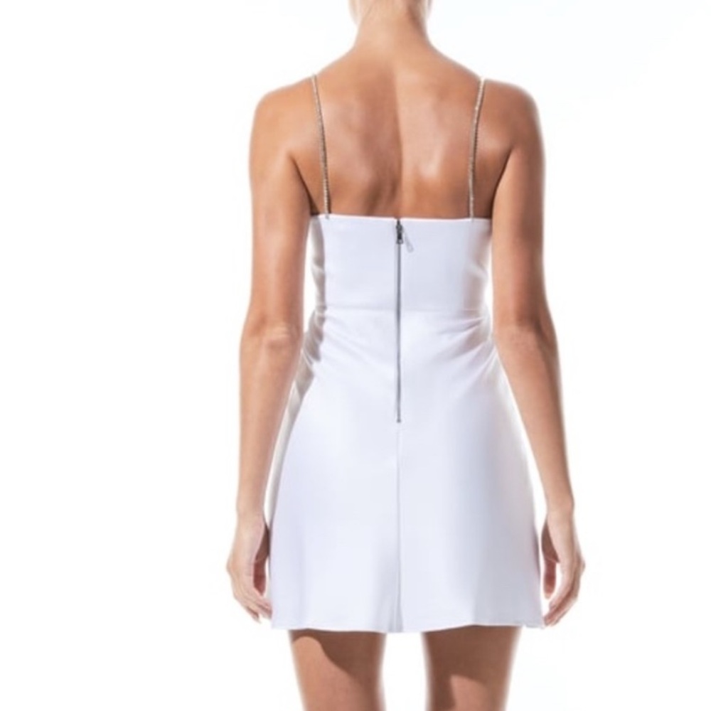 Elegant White Spaghetti crystal embellished Strap Dress